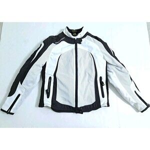Scorpion EXO Skeletal Mens Medium Motorcycle Jacket Coat White Black Bike Riding
